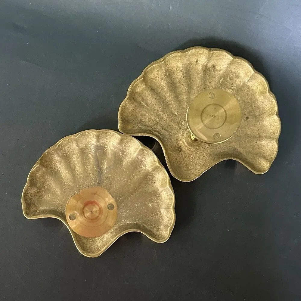 VTG Solid Brass Clam Shell Curtain Tiebacks Holdbacks Drapery Hardware Pair